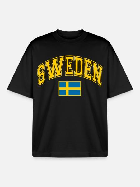 Drapeau de la Suède - T-shirt unisexe boxy épais biologique Stanley/Stella - noir