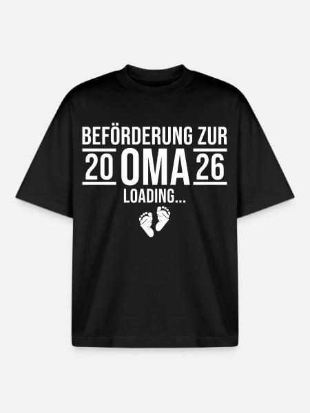 Oma 2026 loading - Werdende Großmutter - Boxy Heavyweight Unisex Organic T-Shirt von Stanley/Stella - Schwarz