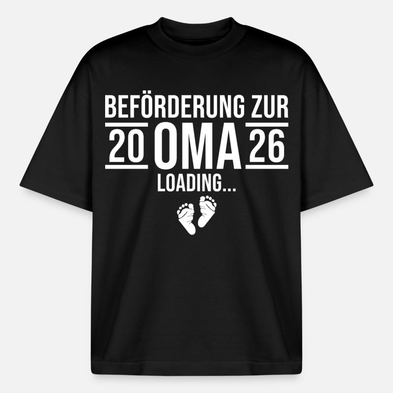 Oma 2026 loading - Werdende Großmutter - Boxy Heavyweight Unisex Organic T-Shirt von Stanley/Stella - Schwarz