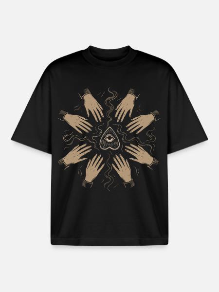 Samhain Witch Hands Ritual Mystical Motif - Boxy Heavyweight Unisex Organic T-Shirt by Stanley/Stella - black
