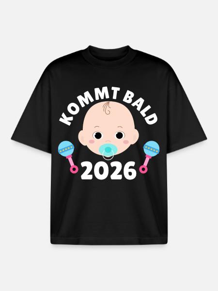 Future maman PROCHAINEMENT 2026 Drôle - T-shirt unisexe boxy épais biologique Stanley/Stella - noir