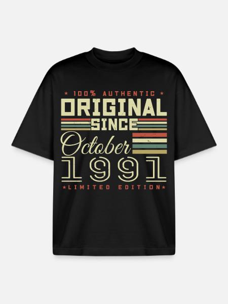 Legendary Since October 1991 | October 1991 - Boxy Heavyweight Unisex Organic T-Shirt by Stanley/Stella - black