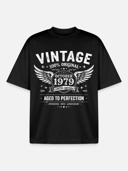 October 1979 | October 1979 Birthday Gift - Boxy Heavyweight Unisex Organic T-Shirt by Stanley/Stella - black
