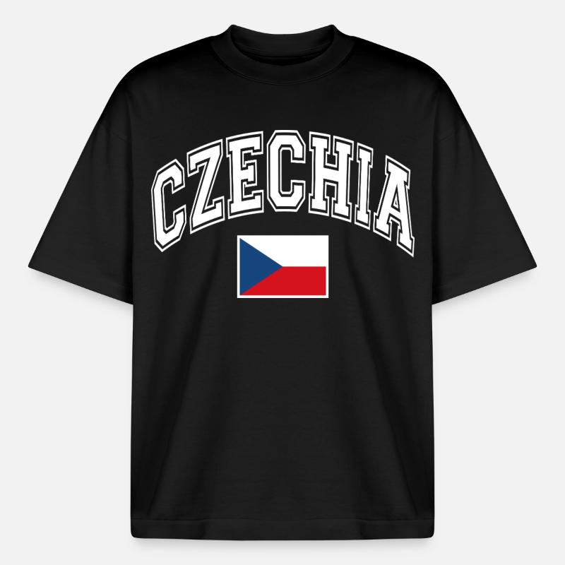 Drapeau de la République tchèque - T-shirt unisexe boxy épais biologique Stanley/Stella - noir