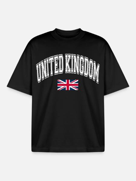 Drapeau du Royaume-Uni - T-shirt unisexe boxy épais biologique Stanley/Stella - noir
