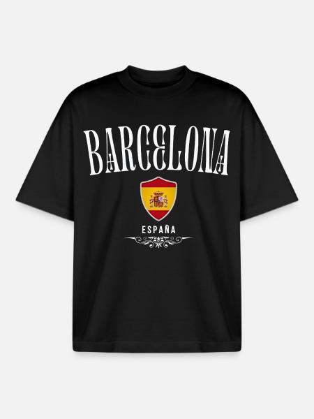 J’aime Barcelone, Barcelone Espagne - T-shirt unisexe boxy épais biologique Stanley/Stella - noir