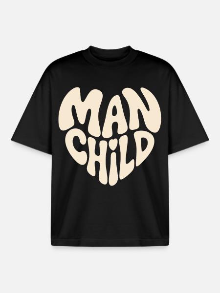 Heart-Shaped Man and Child - Boxy Heavyweight Unisex Organic T-Shirt by Stanley/Stella - black