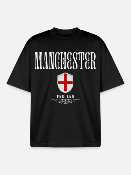 I love Manchester, Manchester UK - Boxy Heavyweight Unisex Organic T-Shirt by Stanley/Stella - black
