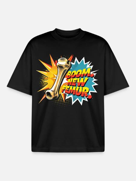 Leg fracture Broken thigh - Boxy Heavyweight Unisex Organic T-Shirt by Stanley/Stella - black