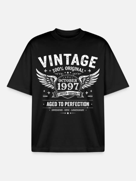 October 1997 | Birthday Gift October 1997 - Boxy Heavyweight Unisex Organic T-Shirt by Stanley/Stella - black