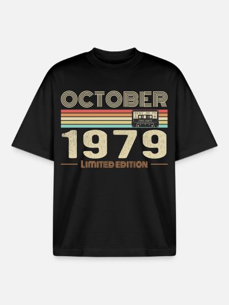 Birthday october 1979 - Boxy Heavyweight Unisex Organic T-Shirt by Stanley/Stella - black