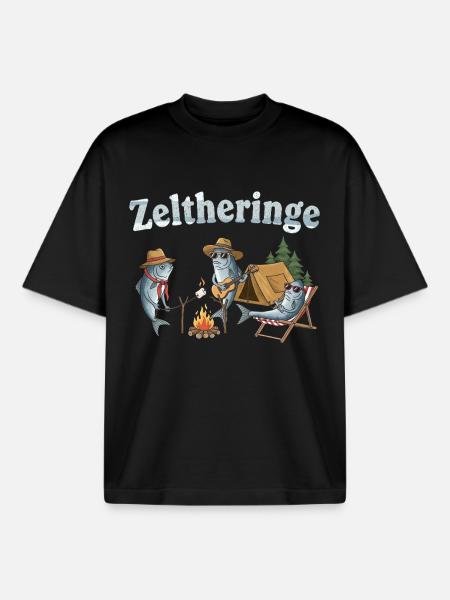 Zeltheringe beim Camping-Abenteuer - Boxy Heavyweight Unisex Organic T-Shirt von Stanley/Stella - Schwarz