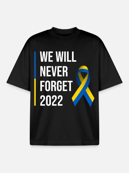 Ukraine War Peace Ribbon - Boxy Heavyweight Unisex Organic T-Shirt by Stanley/Stella - black