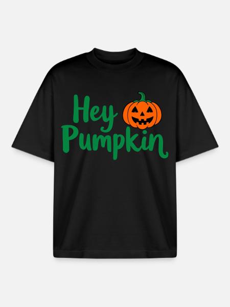 Hey Pumpkin Halloween saying - Boxy Heavyweight Unisex Organic T-Shirt by Stanley/Stella - black