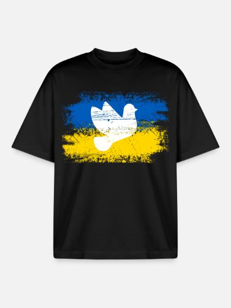 Ukraine Friedenstaube - Boxy Heavyweight Unisex Organic T-Shirt von Stanley/Stella - Schwarz
