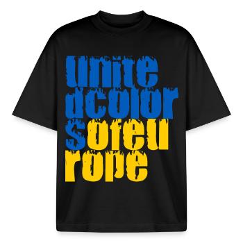 Couleurs unies de l’Europe - T-shirt unisexe boxy épais biologique Stanley/Stella - noir - Devant - AI Model Male 185 light (185cm) & AI Model Female 172 dark (172cm)
