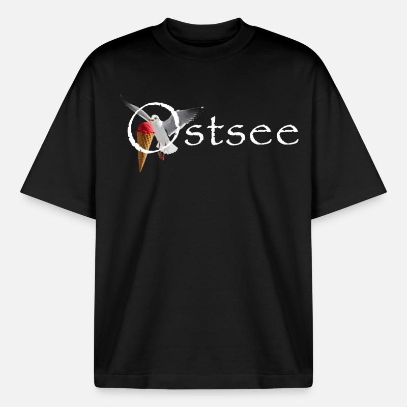 Ostsee Möwe Eisräuber Raubvogel - Boxy Heavyweight Unisex Organic T-Shirt von Stanley/Stella - Schwarz