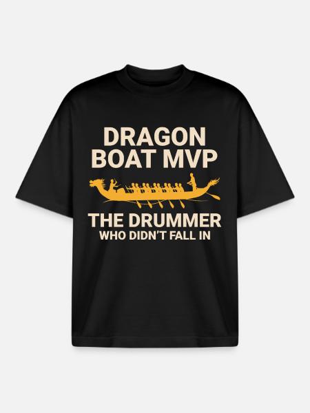 Champion de course de bateaux-dragons - T-shirt unisexe boxy épais biologique Stanley/Stella - noir
