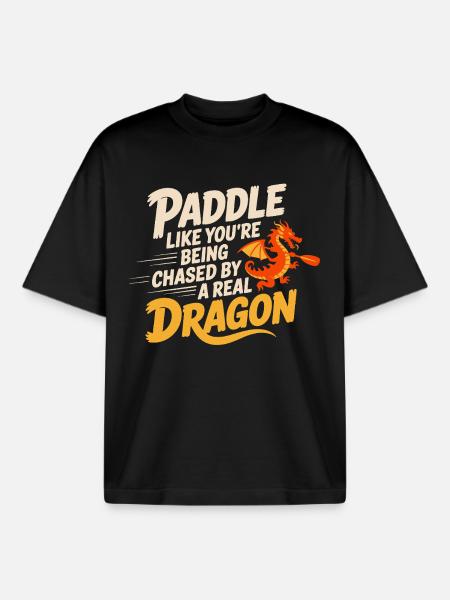 Drachenboot-Festival Paddeln - Boxy Heavyweight Unisex Organic T-Shirt von Stanley/Stella - Schwarz