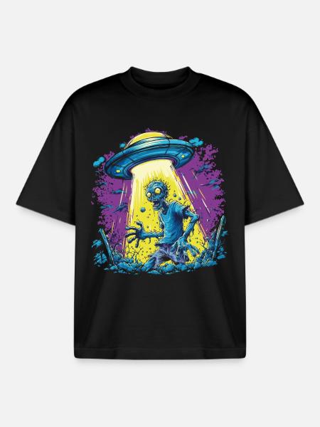 UFO Zombie - Boxy Heavyweight Unisex Organic T-Shirt by Stanley/Stella - black