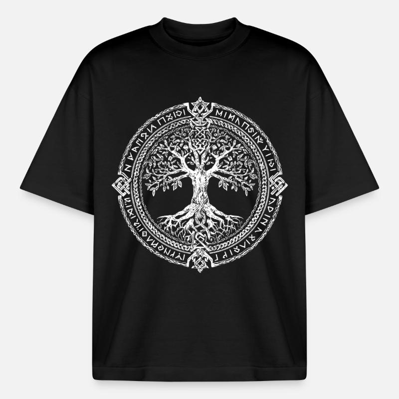 Baum des Lebens Symbol Runen Wikinger - Boxy Heavyweight Unisex Organic T-Shirt von Stanley/Stella - Schwarz
