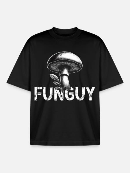 Mushroom design with lettering - Boxy Heavyweight Unisex Organic T-Shirt by Stanley/Stella - black