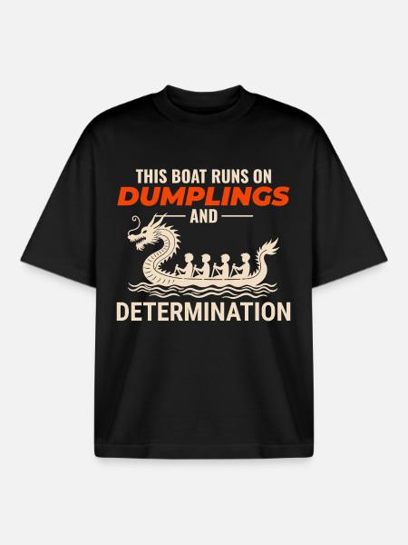 Dumplings And Determination Dragon Boat - Boxy Heavyweight Unisex Organic T-Shirt by Stanley/Stella - black