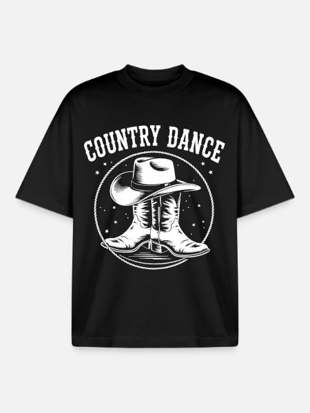 Country Dance Illustration - Boxy Heavyweight Unisex Organic T-Shirt by Stanley/Stella - black