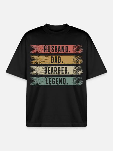 Husband Dad Bearded Legend Retro - Boxy Heavyweight Unisex Organic T-Shirt von Stanley/Stella - Schwarz