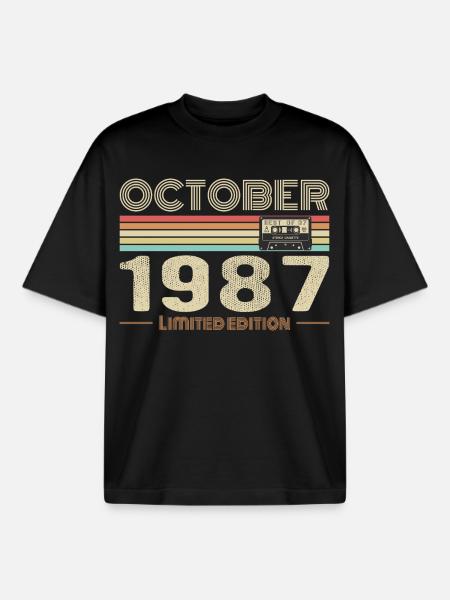 Birthday october 1987 - Boxy Heavyweight Unisex Organic T-Shirt by Stanley/Stella - black