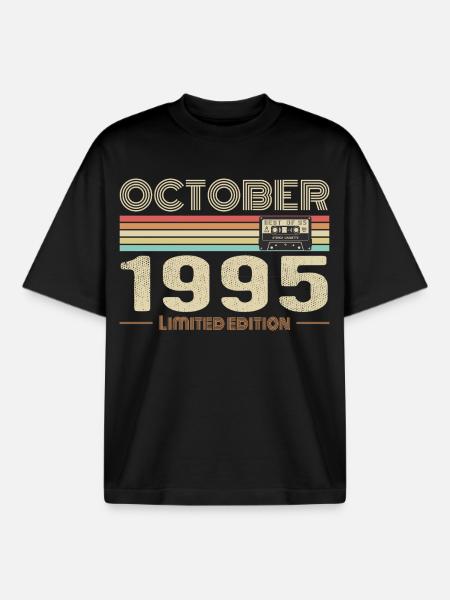 Birthday october 1995 - Boxy Heavyweight Unisex Organic T-Shirt by Stanley/Stella - black