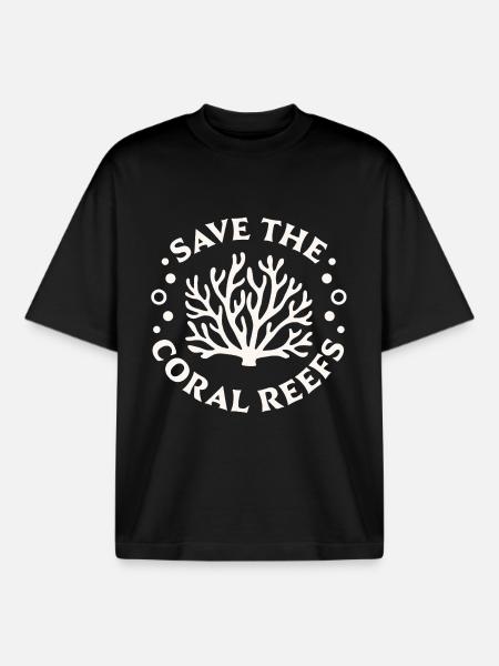 Uratuj rafę koralową, ochrona wielkiej bariery - T-shirt unisex boxy ciężki organiczny Stanley/Stella - czarny
