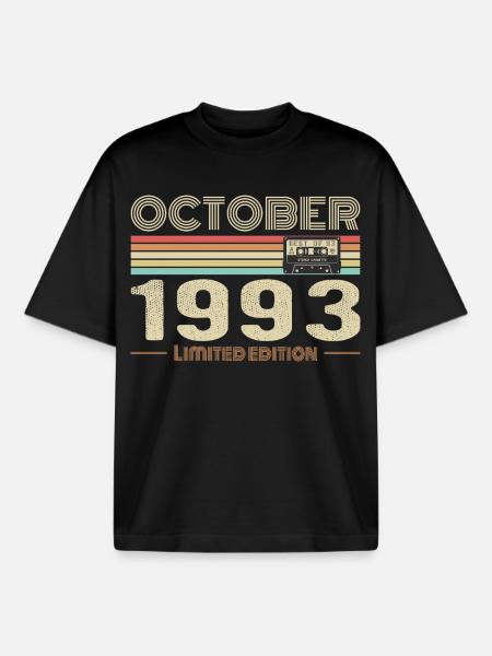 Birthday october 1993 - Boxy Heavyweight Unisex Organic T-Shirt by Stanley/Stella - black