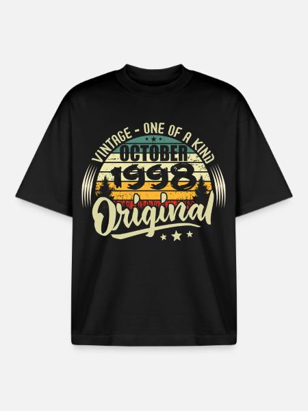 October 1998 Birthday Gift - Boxy Heavyweight Unisex Organic T-Shirt by Stanley/Stella - black