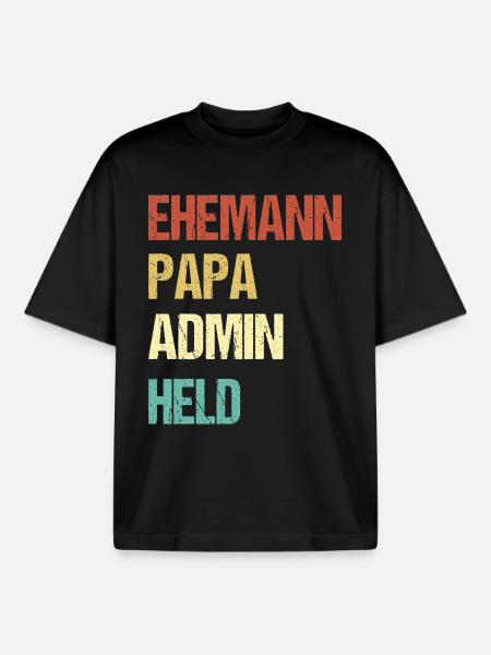 Ehemann Papa Admin Held Shirt - Boxy Heavyweight Unisex Organic T-Shirt von Stanley/Stella - Schwarz