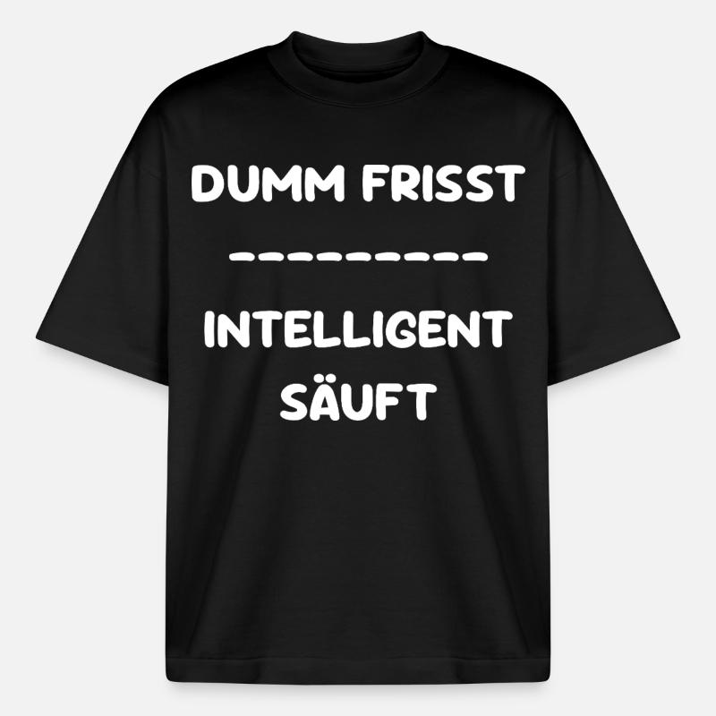 Stupid Eats - Intelligent Drinks - Boxy Heavyweight Unisex Organic T-Shirt by Stanley/Stella - black
