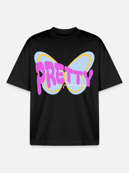 "Pretty please" sarkastisches Print Design - Boxy Heavyweight Unisex Organic T-Shirt von Stanley/Stella - Schwarz
