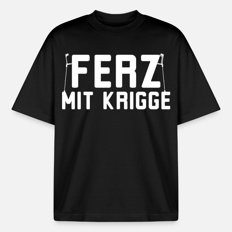 Ferz avec Krigge Dialecte hessois - T-shirt unisexe boxy épais biologique Stanley/Stella - noir