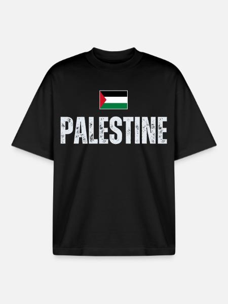 Palestinian flag, Palestinian patriot - Boxy Heavyweight Unisex Organic T-Shirt by Stanley/Stella - black