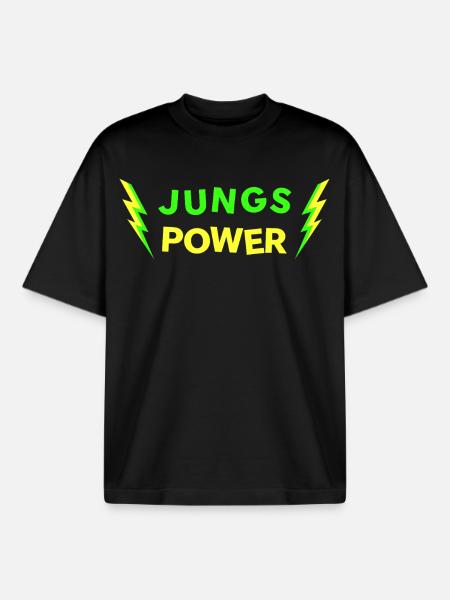 JUNGS POWER - neon - Boxy Heavyweight Unisex Organic T-Shirt by Stanley/Stella - black