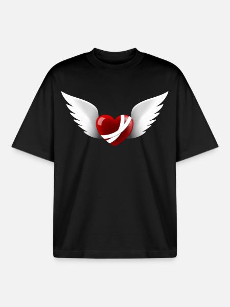 Wounded Heart with Wings - Boxy Heavyweight Unisex Organic T-Shirt by Stanley/Stella - black