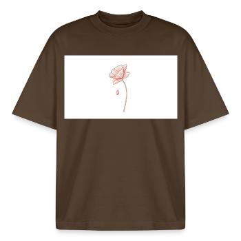 Zarter Blumentraum Linienzeichnung - Boxy Heavyweight Unisex Organic T-Shirt von Stanley/Stella - Dunkelbraun - Vorne - AI Model Male 185 light (185cm) & AI Model Female 172 dark (172cm)