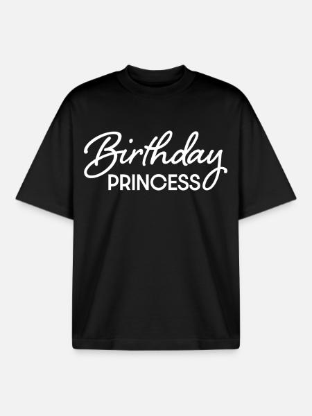 Anniversaire Princesse - T-shirt unisexe boxy épais biologique Stanley/Stella - noir