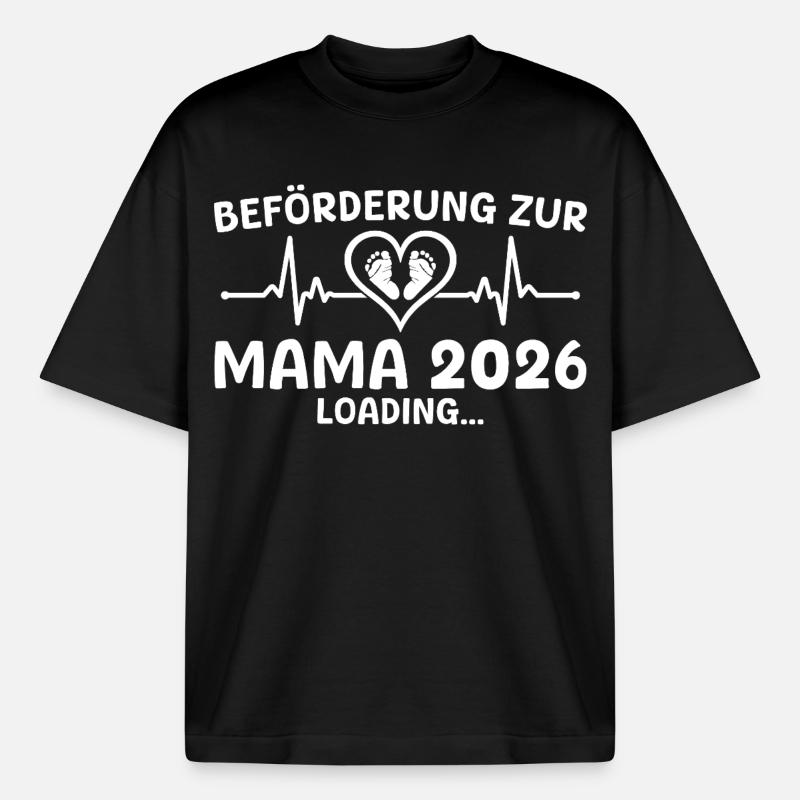Werdende Mutter 2026 loading - Mama - Boxy Heavyweight Unisex Organic T-Shirt von Stanley/Stella - Schwarz