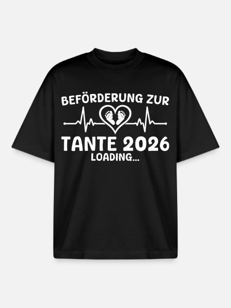 Expectant Aunt 2026 loading - Godmother - Boxy Heavyweight Unisex Organic T-Shirt by Stanley/Stella - black