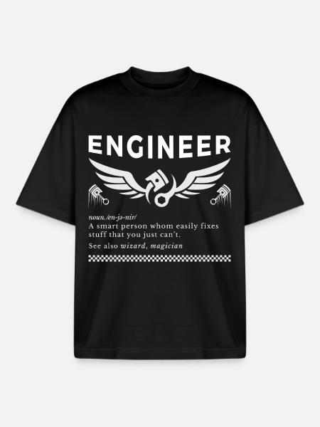 ENGINEER – The Definition Tee - Boxy Heavyweight Unisex Organic T-Shirt by Stanley/Stella - black