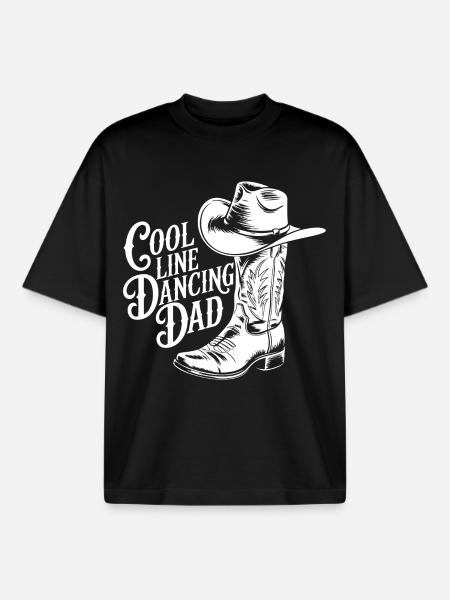Line Dance Dad Dances Line Dance - Boxy Heavyweight Unisex Organic T-Shirt by Stanley/Stella - black