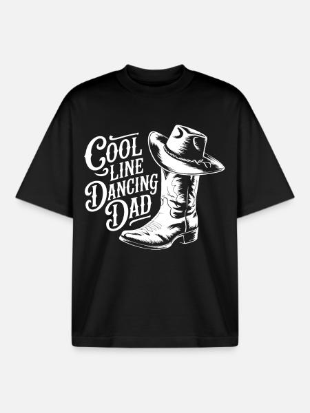Cowboystøvler med hat. Far danser linedance - Stanley/Stella unisex boxy heavyweight T-shirt økologisk - sort