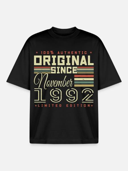 Birthday gift November 1992 - Boxy Heavyweight Unisex Organic T-Shirt by Stanley/Stella - black