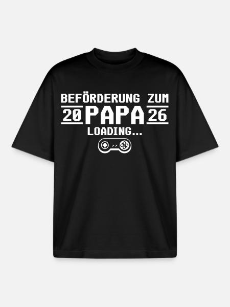 Futur papa 2026 loading - Père - T-shirt unisexe boxy épais biologique Stanley/Stella - noir